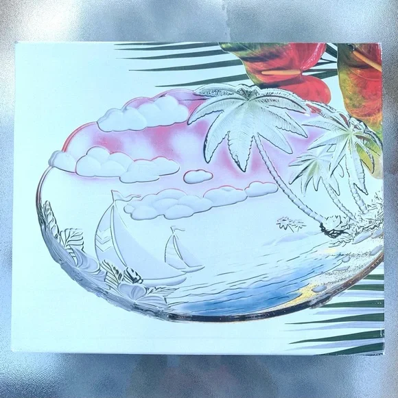 Mikasa Sunrise Bay 18-1/2” Oval Sailboat Nautical Hostess Glass Platter - Picture 1 of 11